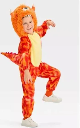 Photo 1 of 4T-5T Kids Jumpsuit Monster Costume Orange