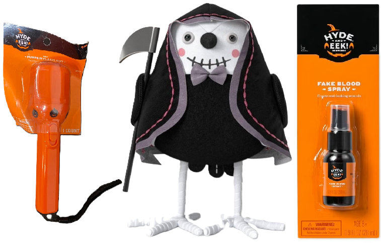 Photo 1 of 3 Item Seasonal & Party Supplies | Pumpkin Halloween Flashlight' + Hoodie' Halloween Decorative Figurine + Liquid Fake Blood Spray