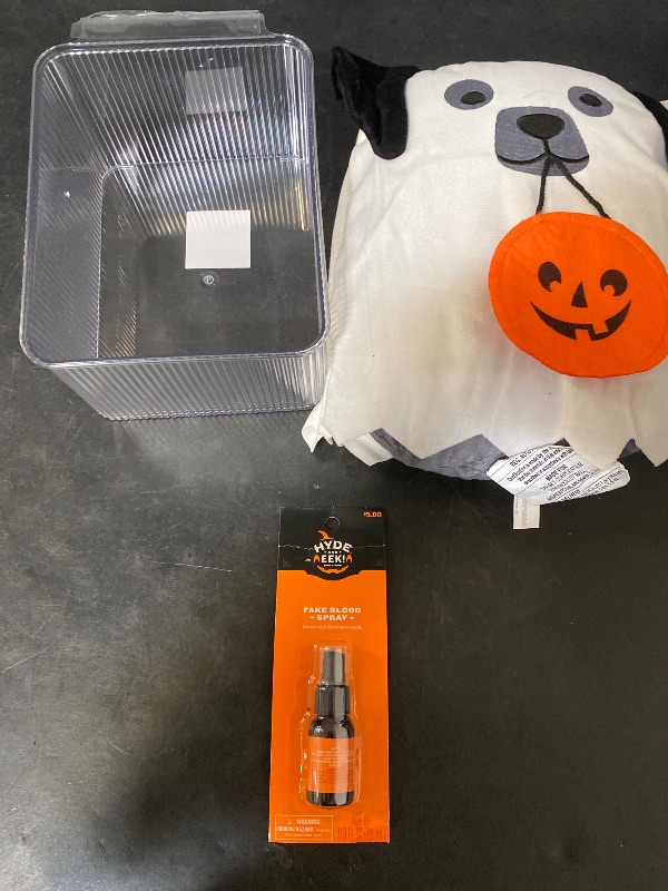 Photo 1 of 3 Item Seasonal & Party Supplies | Halloween Ghost Dog Plush Pillow, Storage Bin, .9 Fl. Oz. Fake Blood Spray