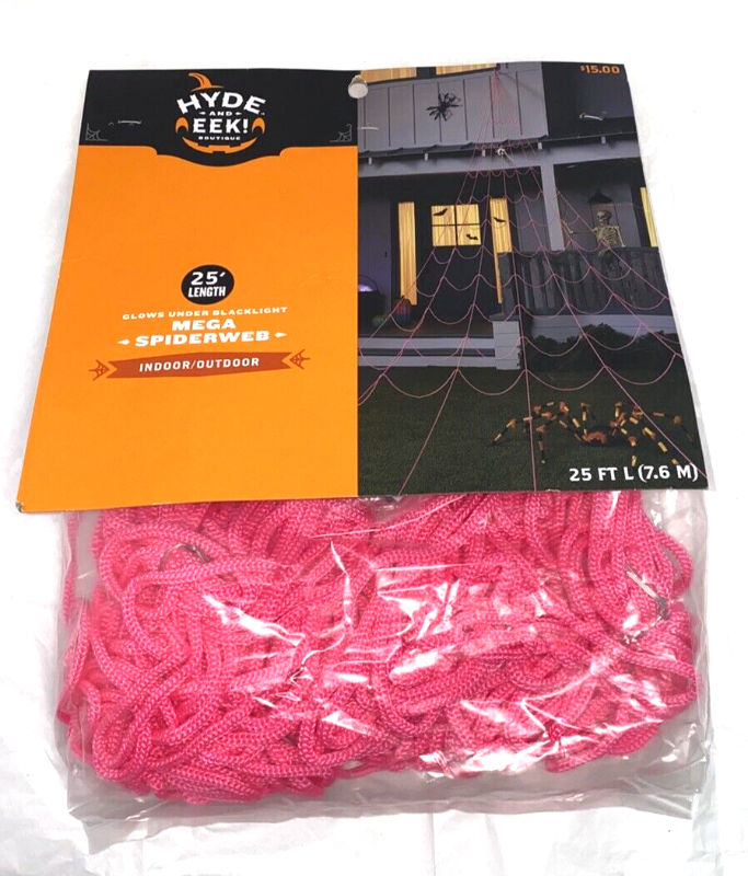 Photo 1 of 25’ FT Mega Spiderweb Pink Glows Indoor Outdoor Halloween