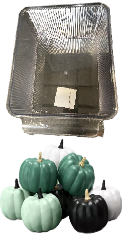 Photo 1 of 2 Item Mixed Lots Bundle | Seasonal & Party Supplies, Storage & Organization | 8pk Painted Halloween Pumpkins + Storage Bin