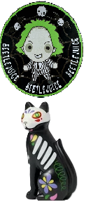 Photo 1 of 2 Item Seasonal & Party Supplies | 12 Beetlejuice Metal Halloween Wall Decor + Día de Muertos Resin Cat Animal Figurine