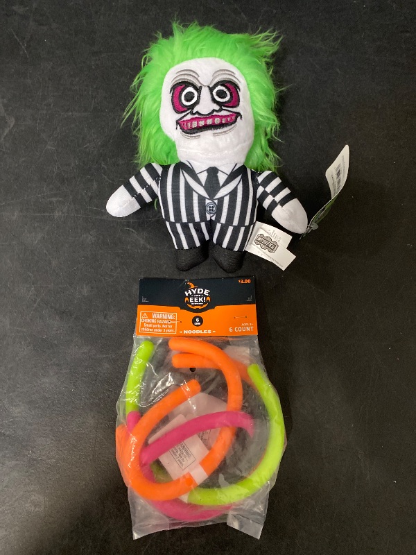 Photo 1 of 2 Item Seasonal & Party Supplies Bundle | 8" Beetlejuice Halloween Plush + 6ct Halloween Party Favors Noodles
