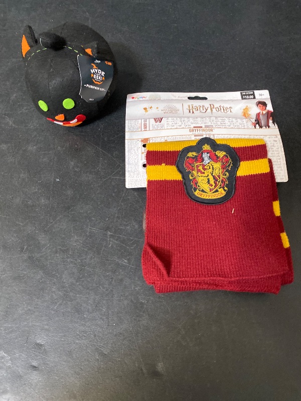 Photo 1 of 2 Item Seasonal & Party Supplies Bundle | 5.5" Felt Pumpkin BLACK CAT, Disguise Harry Potter Gryffindor Scarf Girl