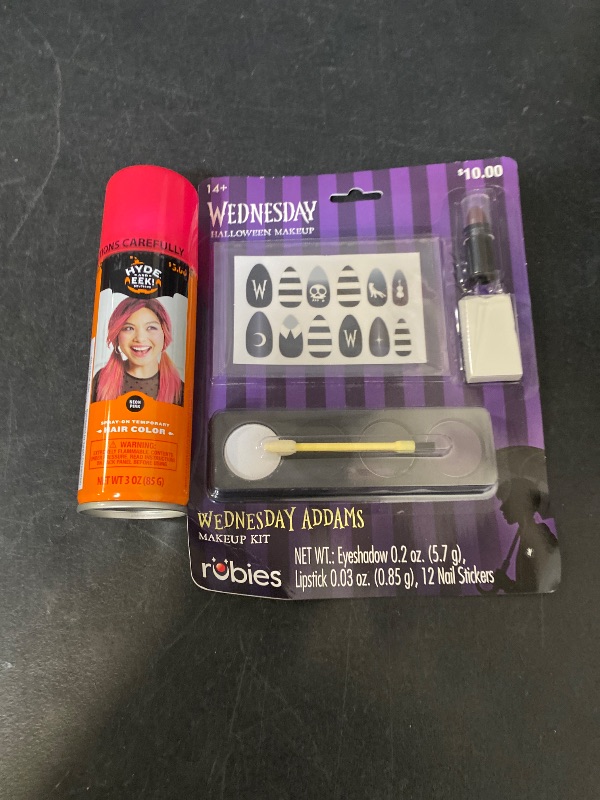Photo 1 of 2 Item Seasonal & Party Supplies | Neon Pink Hair Color, Wednesday Halloween Makeup