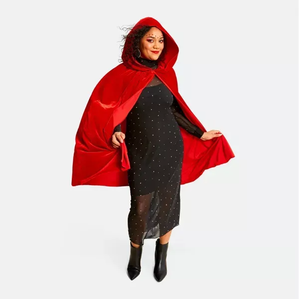 Photo 1 of One Size Fits Most Adult Velvet Red Cape Halloween Costume