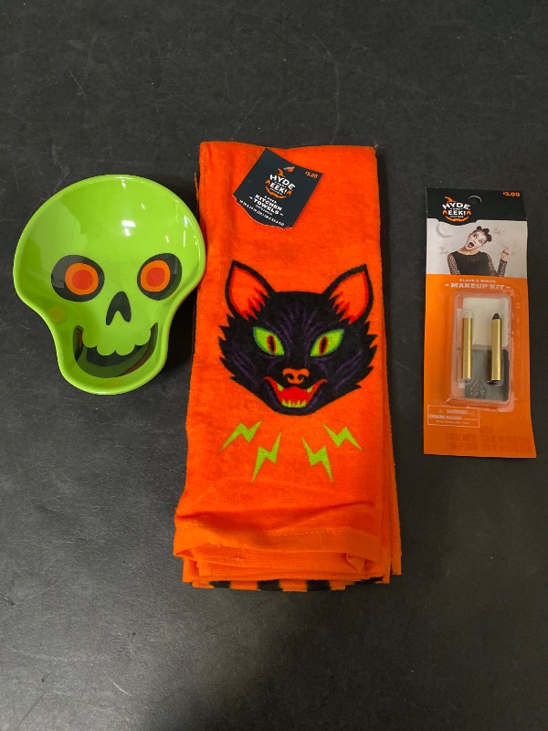 Photo 1 of 3 Item Seasonal & Party Supplies Bundle | 2 Pack Kitchen Towels, 1 Decorative Bowl, Black/White Palette and Crayons