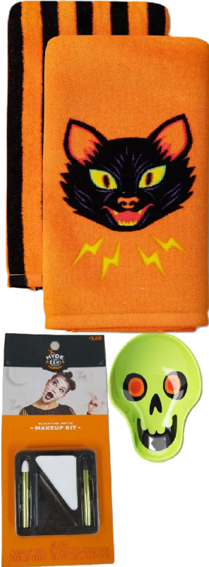 Photo 1 of 3 Item Seasonal & Party Supplies Bundle | 2 Pack Kitchen Towels, 1 Decorative Bowl, Black/White Palette and Crayons