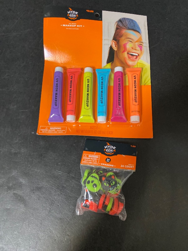 Photo 1 of 2 Item Seasonal & Party Supplies Bundle | 6 CT. UV Neon Makeup Kit, 24 Erasers