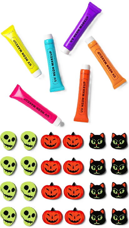 Photo 1 of 2 Item Seasonal & Party Supplies Bundle | 6 CT. UV Neon Makeup Kit, 24 Erasers