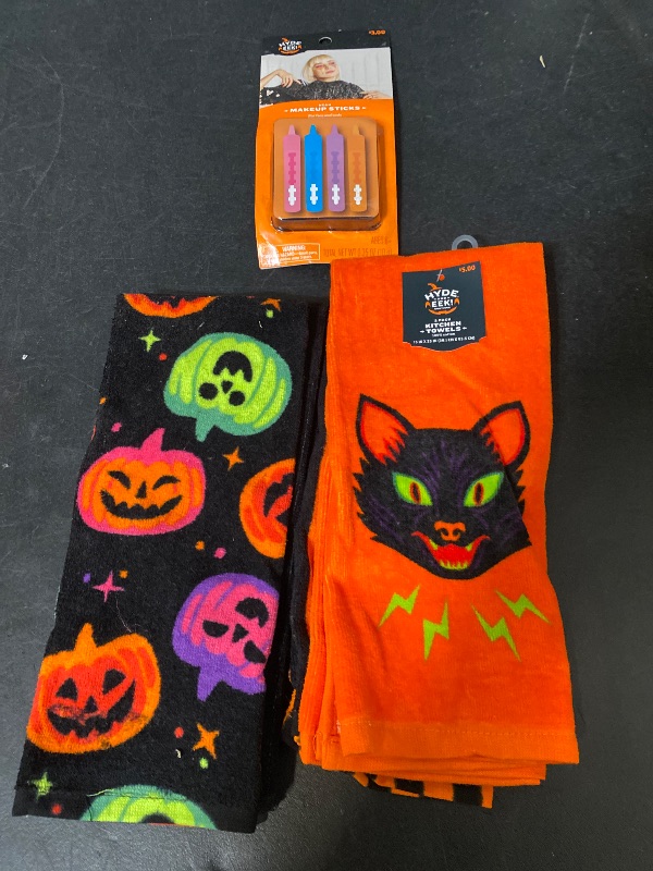 Photo 1 of 3 Item Seasonal & Party Supplies Bundle | 4 CT. Neon Makeup Sticks, 4 CT. Kitchen Towels