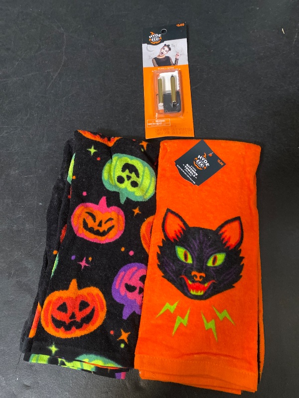 Photo 1 of 3 Item Seasonal & Party Supplies Bundle | 4 CT. Kitchen Towels, Black/White Makeup Kit