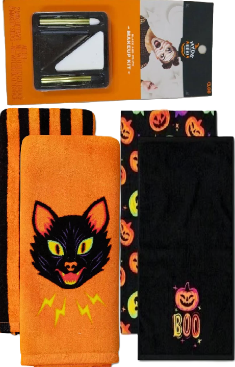 Photo 1 of 3 Item Seasonal & Party Supplies Bundle | 4 CT. Kitchen Towels, Black/White Makeup Kit