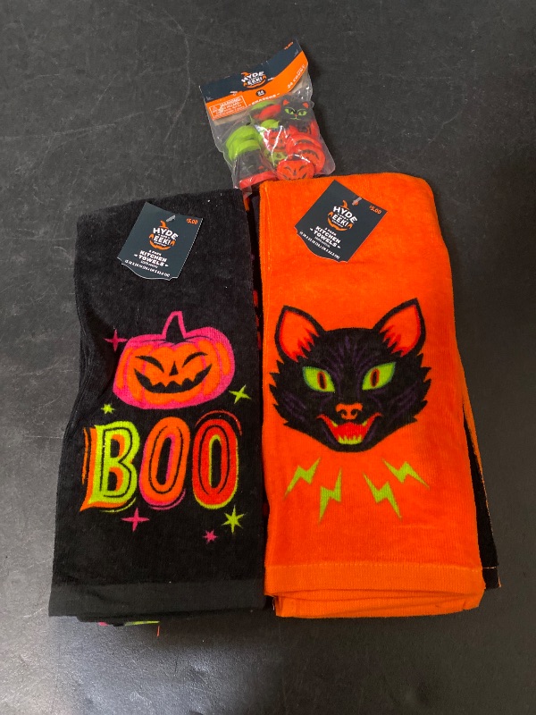 Photo 1 of 3 Item Seasonal & Party Supplies Bundle | 4 Kitchen Towels, 24 Erasers