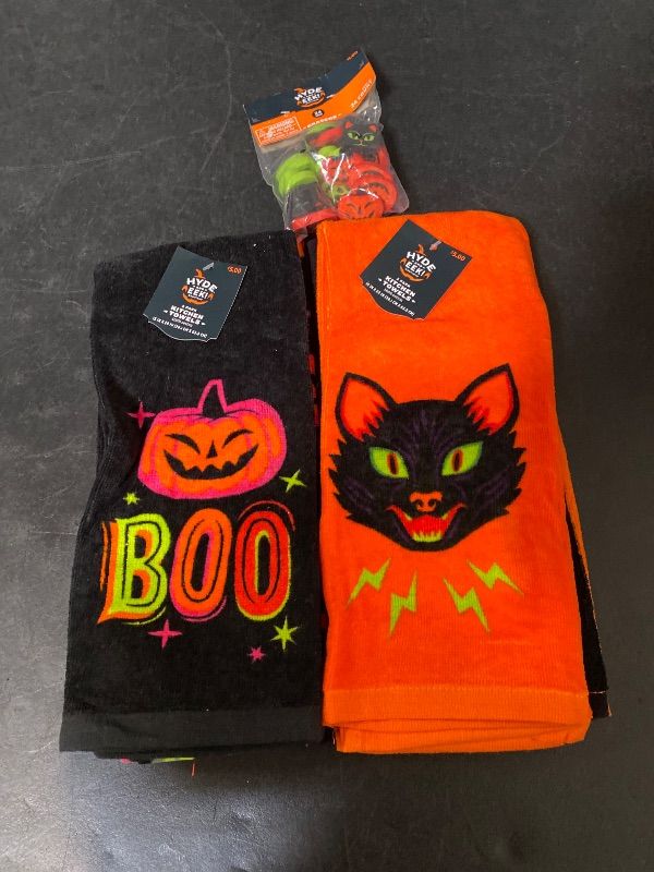 Photo 1 of 3 Item Seasonal & Party Supplies Bundle | 4 Kitchen Towels, 24 Erasers