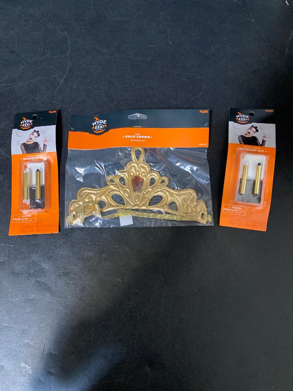Photo 1 of 3 Item Seasonal & Party Supplies Bundle | 2 Black/White Makeup Kits, 1 Gold Crown Costume Accessory