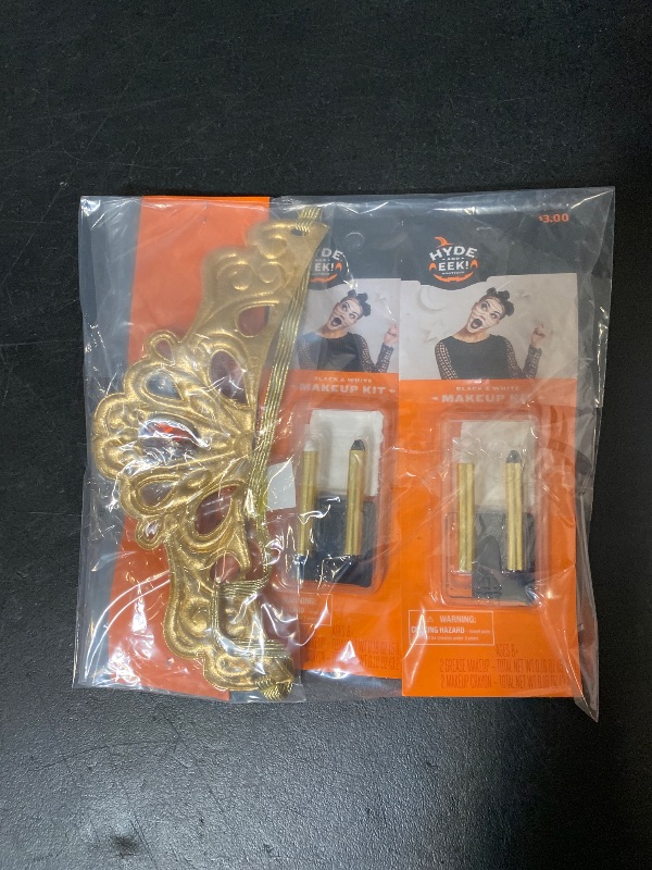Photo 1 of 3 Item Seasonal & Party Supplies Bundle | 2 Black/White Makeup Kits, 1 Gold Crown Costume Accessory