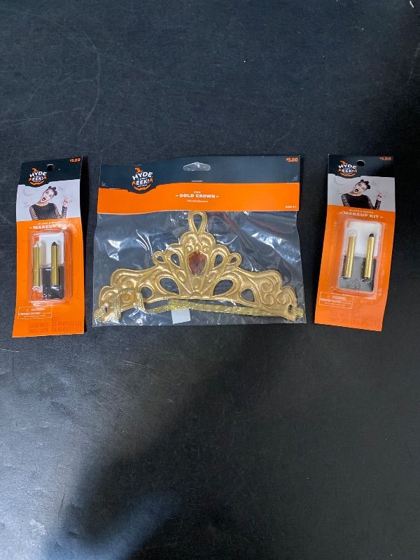 Photo 1 of 3 Item Seasonal & Party Supplies Bundle | 2 Black/White Makeup Kits, 1 Gold Crown Costume Accessory