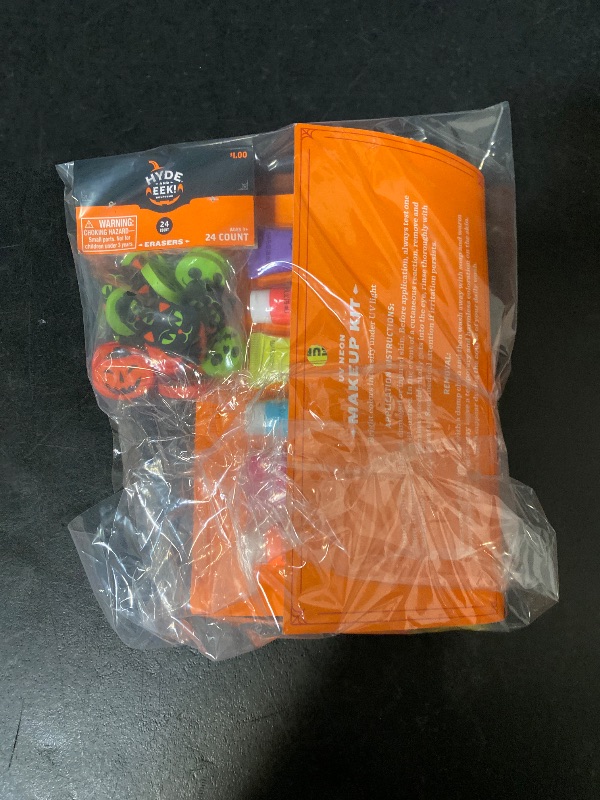Photo 1 of 2 Item Seasonal & Party Supplies Bundle | 24 Erasers, 6 UV Neon Makeup Kit