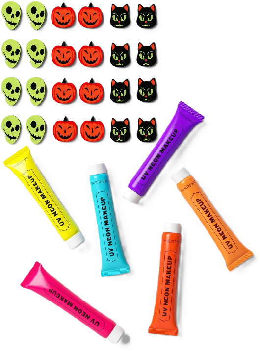 Photo 1 of 2 Item Seasonal & Party Supplies Bundle | 24 Erasers, 6 UV Neon Makeup Kit