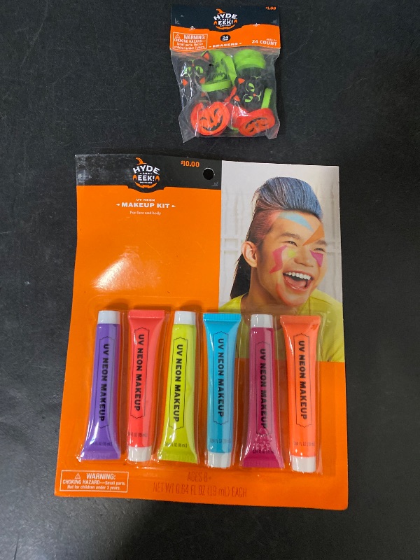Photo 1 of 2 Item Seasonal & Party Supplies Bundle | 24 Erasers, 6 UV Neon Makeup Kit