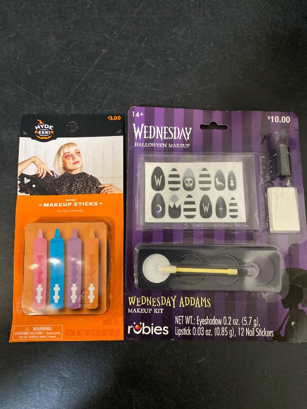 Photo 1 of 2 Item Seasonal & Party Supplies Bundle |Wednesday Makeup Kit, 4 PC. Neon Makeup Kit