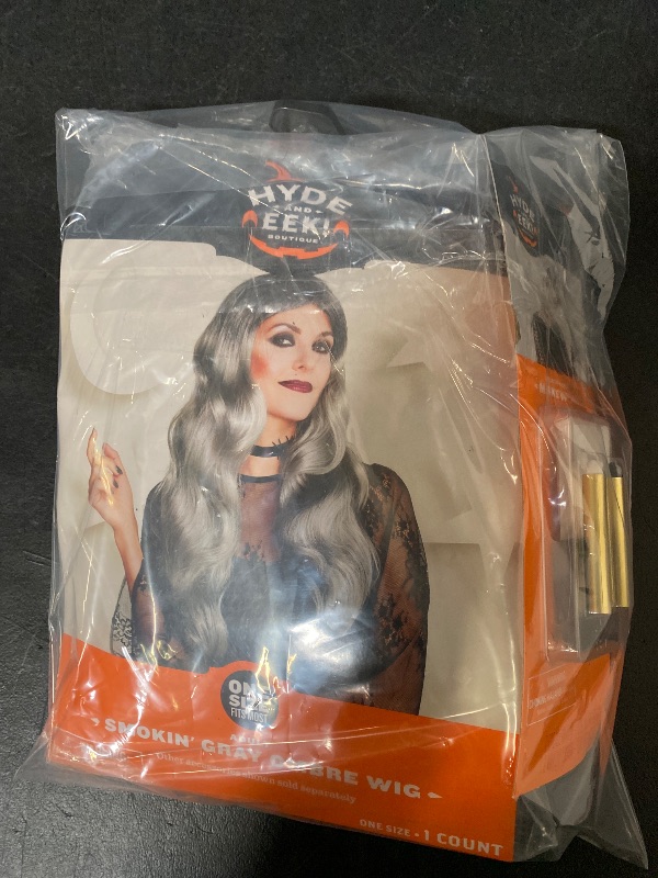 Photo 1 of 2 Item Seasonal & Party Supplies Bundle | Smoking Gray Ombre Wig, Black/White Makeup Kit