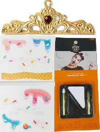 Photo 1 of 3 Item Seasonal & Party Supplies Bundle | Black And White Makeup Kit, Gold Princess Crown Halloween Accessory, Ice Cream Melt Halloween Tattoo Makeup Kit