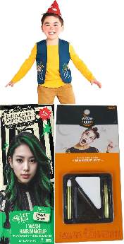 Photo 1 of 3 Item Seasonal & Party Supplies Bundle | Gnome Costume Vest & Hat, Black And White  Makeup Kit, Eclectic Green  Wash Gel Temporary Hair Color