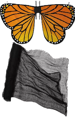 Photo 1 of 2 Item Seasonal & Party Supplies Bundle |  6' Gauze Cloth Halloween Decorative Prop, Butterfly Wings Halloween Costume Wearable Accessory