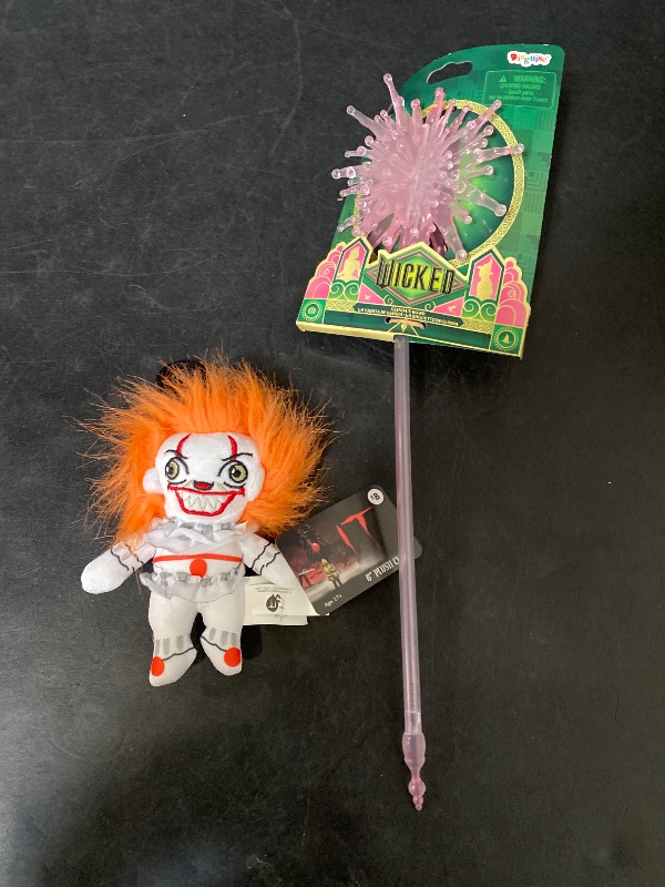 Photo 1 of 2 Item Seasonal & Party Supplies Bundle | Glinda Upland Wand Halloween Accessory, Pennywise Plush Halloween With Decorative Clip