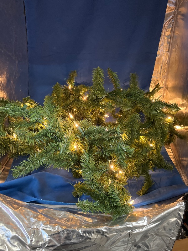 Photo 1 of 15 ft  Pine Garland Christmas with Light Winter Artificial Faux Greenery Garland for Table Mantle Stairs Fireplace Wall Decor Indoor Home Decorations