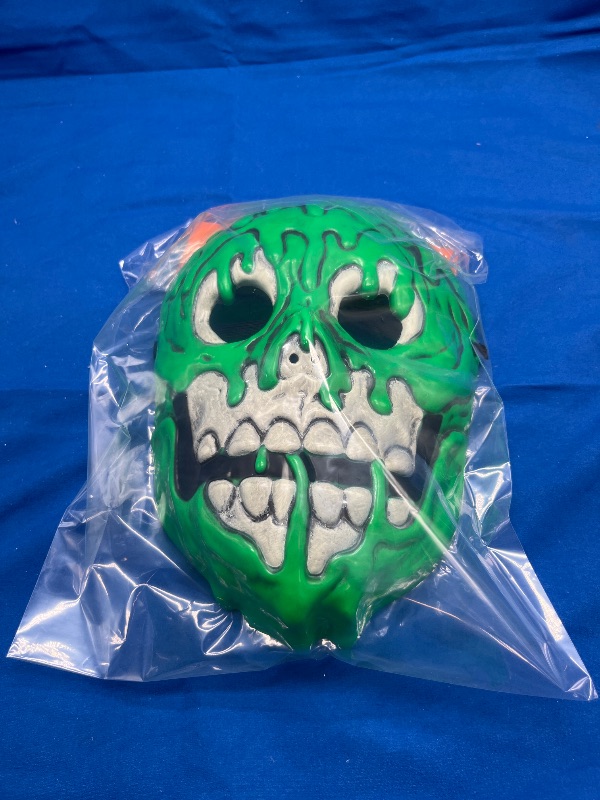Photo 1 of Adult Blacklight Responsive Vintage Fluorescent Slime Skull Halloween Mask - Hyde & EEK! Boutique