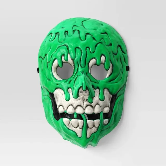Photo 1 of Adult Blacklight Responsive Vintage Fluorescent Slime Skull Halloween Mask - Hyde & EEK! Boutique