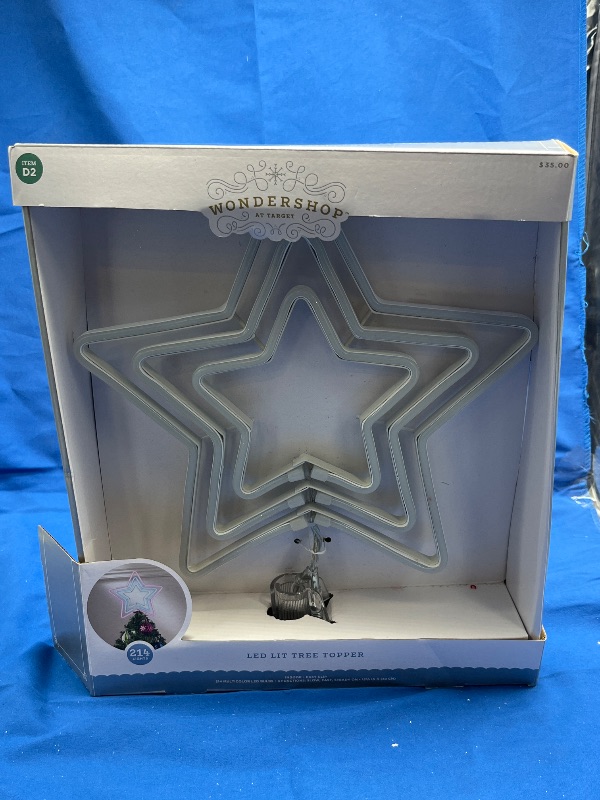 Photo 1 of 12.5" Pre- LED Neon Style 5-Point Star Christmas Tree Topper Pink/Blue/Green - Wondershop