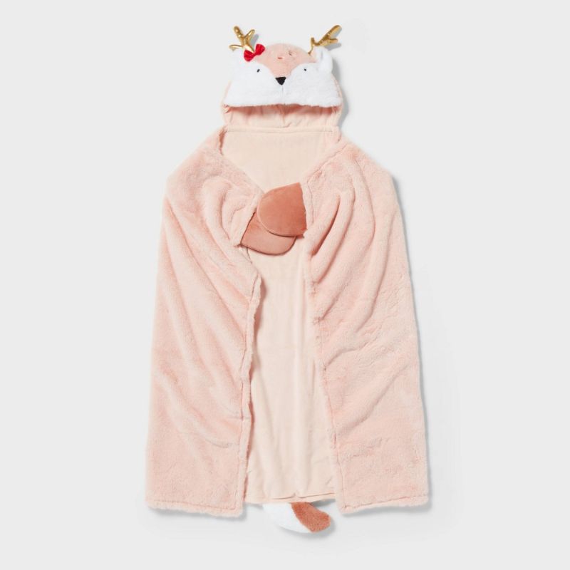 Photo 1 of One size Fits Most Deer Holiday Kids' Hooded Blanket Pink - Pillowfort