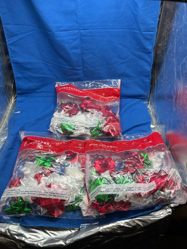 Photo 1 of 20ct Christmas Bow Bag White/Red/Green - Wondershop™: Pre-Made, Multicolored Gift Packaging Accessories