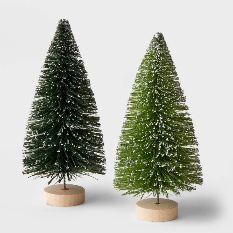 Photo 1 of 2 Pack of - 2pc 6" Sisal Bottle Brush Tree Christmas Figurine Set - Wondershop