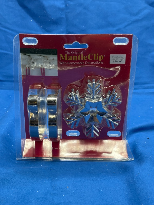 Photo 1 of Haute Decor MantleClip Stocking Holders with Removable ZINC Alloy Holiday Icons (2-Pack Snowflake, Silver) - Christmas Stocking Hanger Hook Set - Holds Stocking Safely on Mantels up to 3 Inches Thick