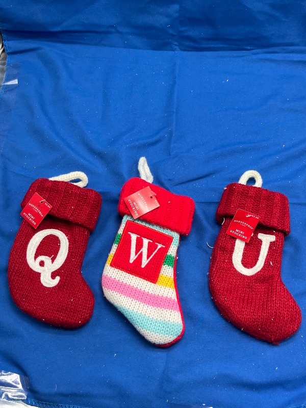 Photo 1 of 8''  WONDERSHOP  MINI CHRISTMAS STOCKING LETTERs [ Q , W , U] MONOGRAM 

