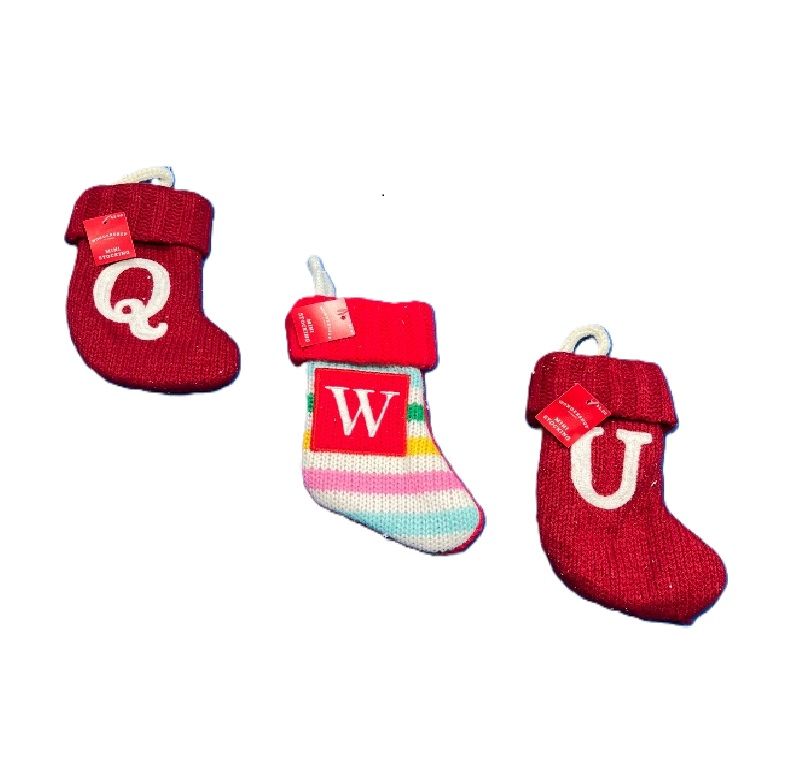 Photo 1 of 8''  WONDERSHOP  MINI CHRISTMAS STOCKING LETTERs [ Q , W , U] MONOGRAM 

