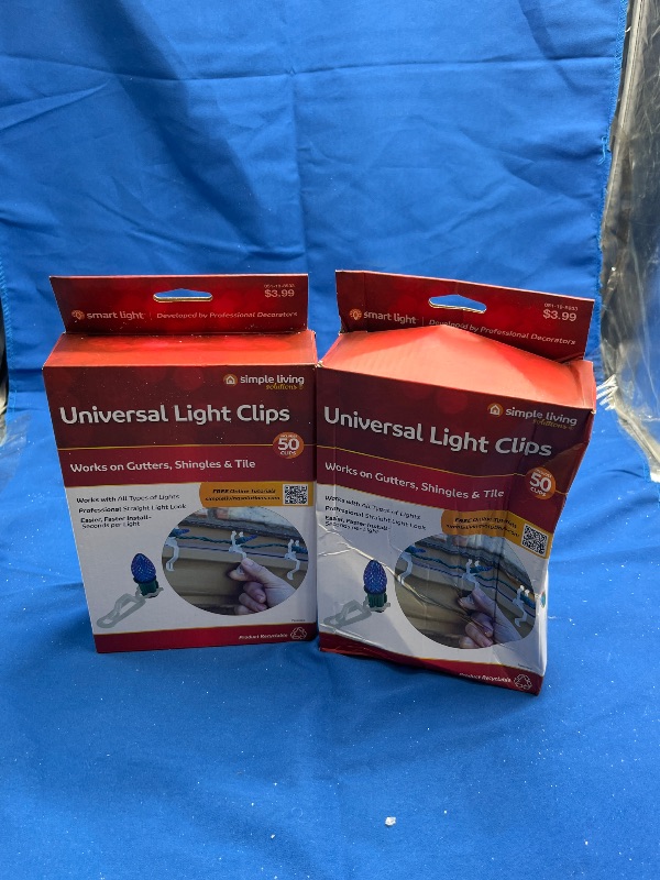 Photo 1 of 3.5 in. Clear Outdoor Universal Christmas Light Clips, Set of 50