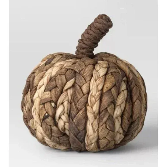 Photo 1 of Medium Woven Pumpkin Dark Two Tone Pumpkin Figurines - Threshold 