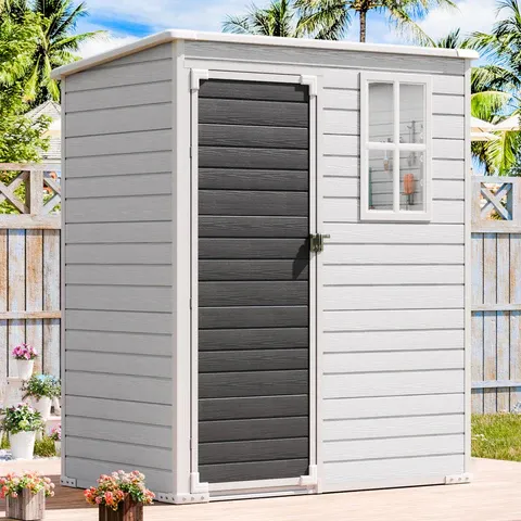 Photo 1 of (Parts Only) Roofing pieces and one brace Outdoor Resin Storage Shed with Floor Included 5x3 FT, Waterproof Outside Sheds with Window Lockable Door, Plastic Sheds for Backyard Garden Patio Lawn Tools 