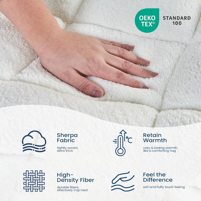 Photo 1 of Mattress Topper California King for Back Pain Thick Mattress Pad Cover Sherpa Plush Pillow Top Down Alternative Fill Mattress Cover with 8-22 Inch Deep Pocket