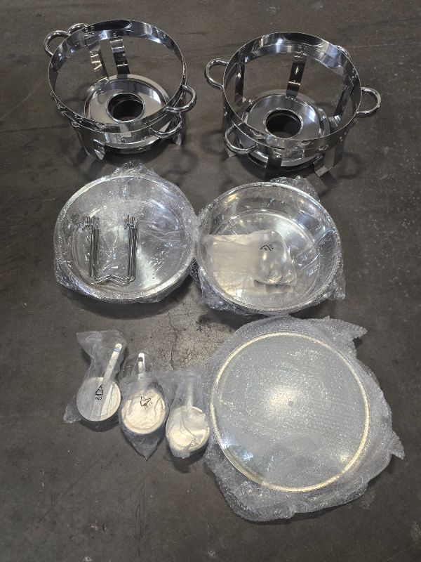 Photo 1 of 4-Pc Stainless Steel Chafing Dish Buffet Set with Glass Lid - Perfect for Events