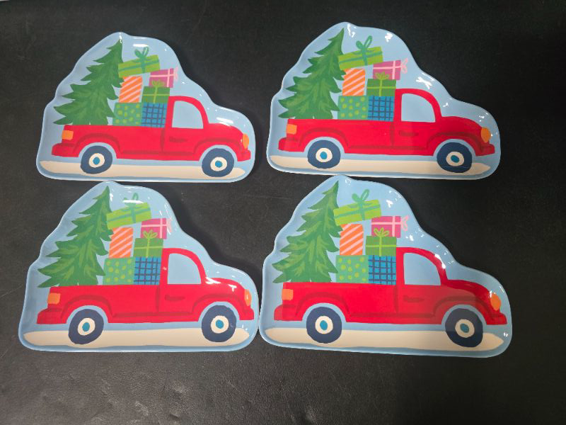 Photo 1 of 4 Pack 10.5" Christmas Melamine Red Truck Appetizer Plate - Wondershop
