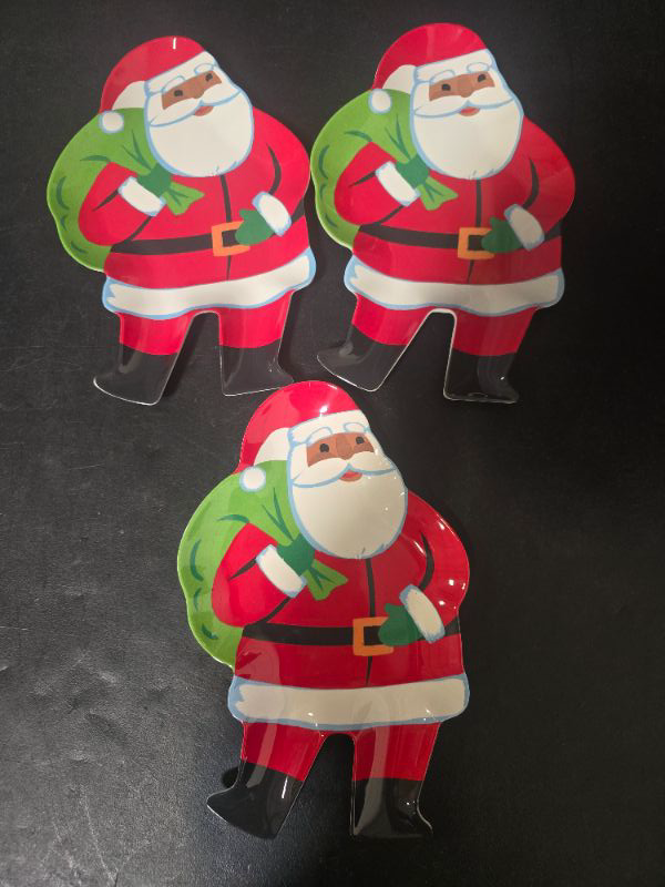 Photo 1 of 3 Pack 7.3" Melamine Christmas Santa Dinner Plate Red - Wondershop™