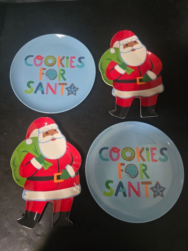 Photo 1 of 4 Pack Dinner Plates - Wondershop™ 2 Santa & 2 Cookies For Santa 