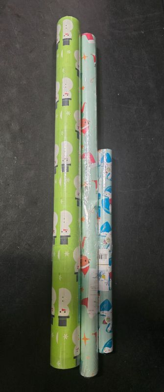 Photo 1 of 3 Pack Wrapping Paper - Yeti 18sqft , Snowman 25Sqft, Elf 25sqft